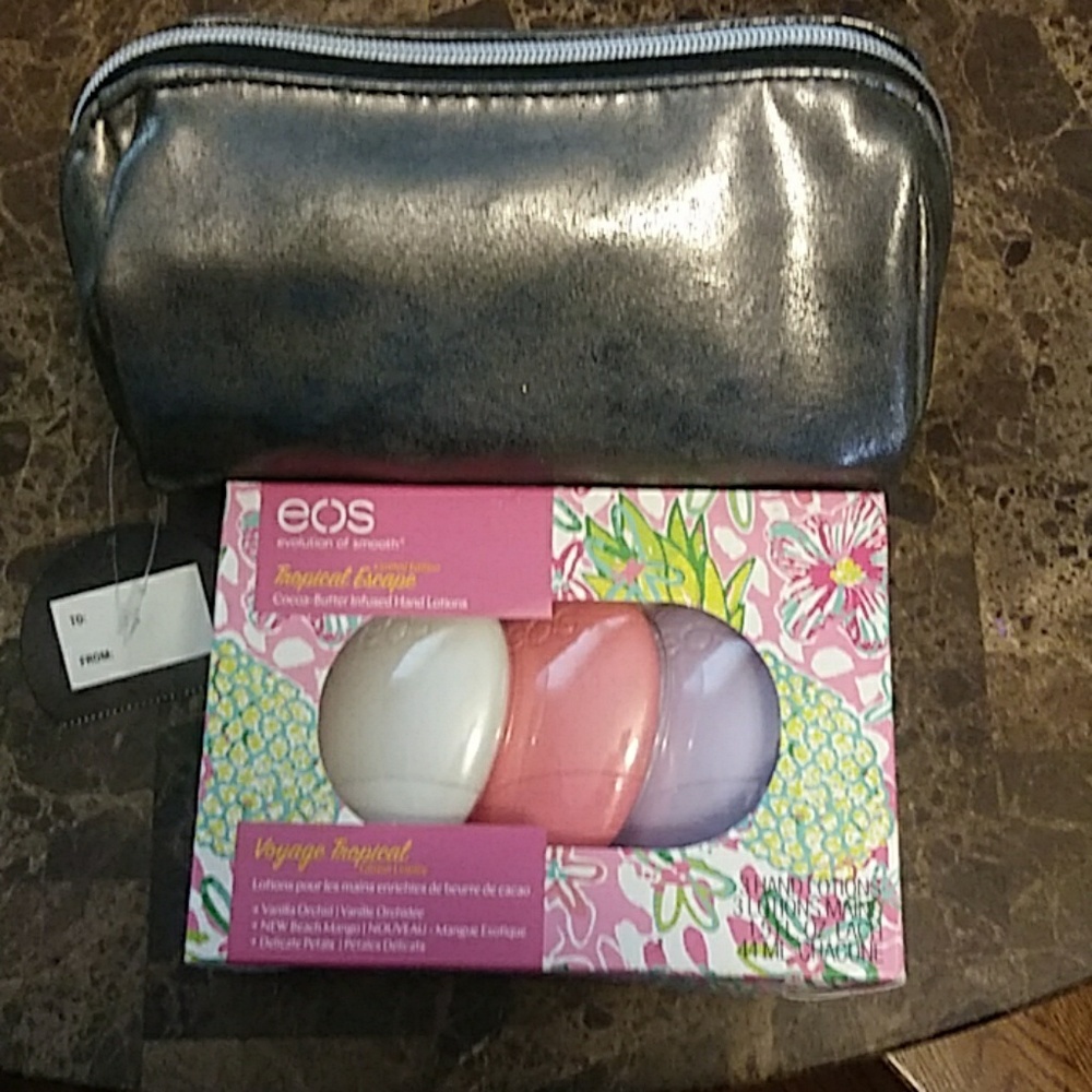 Eos lotion set with makeup bag